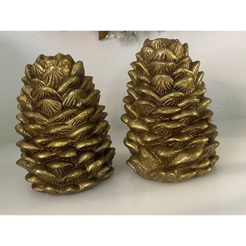 Vintage Otagiri 1996 Enesco Pinecone Taper Candle Holders Set of 2 Ceramic 5
